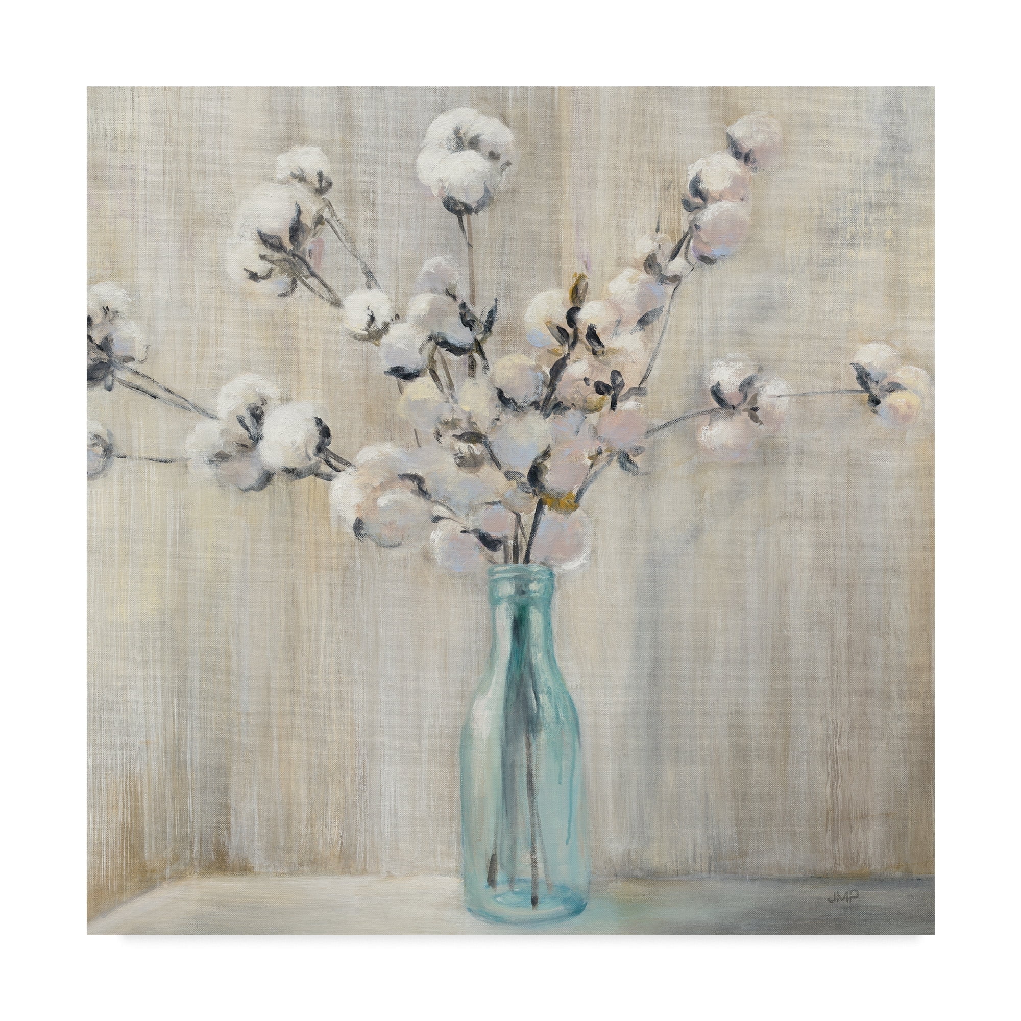 18" x 18" Cotton Bouquet in Bottle Canvas Art