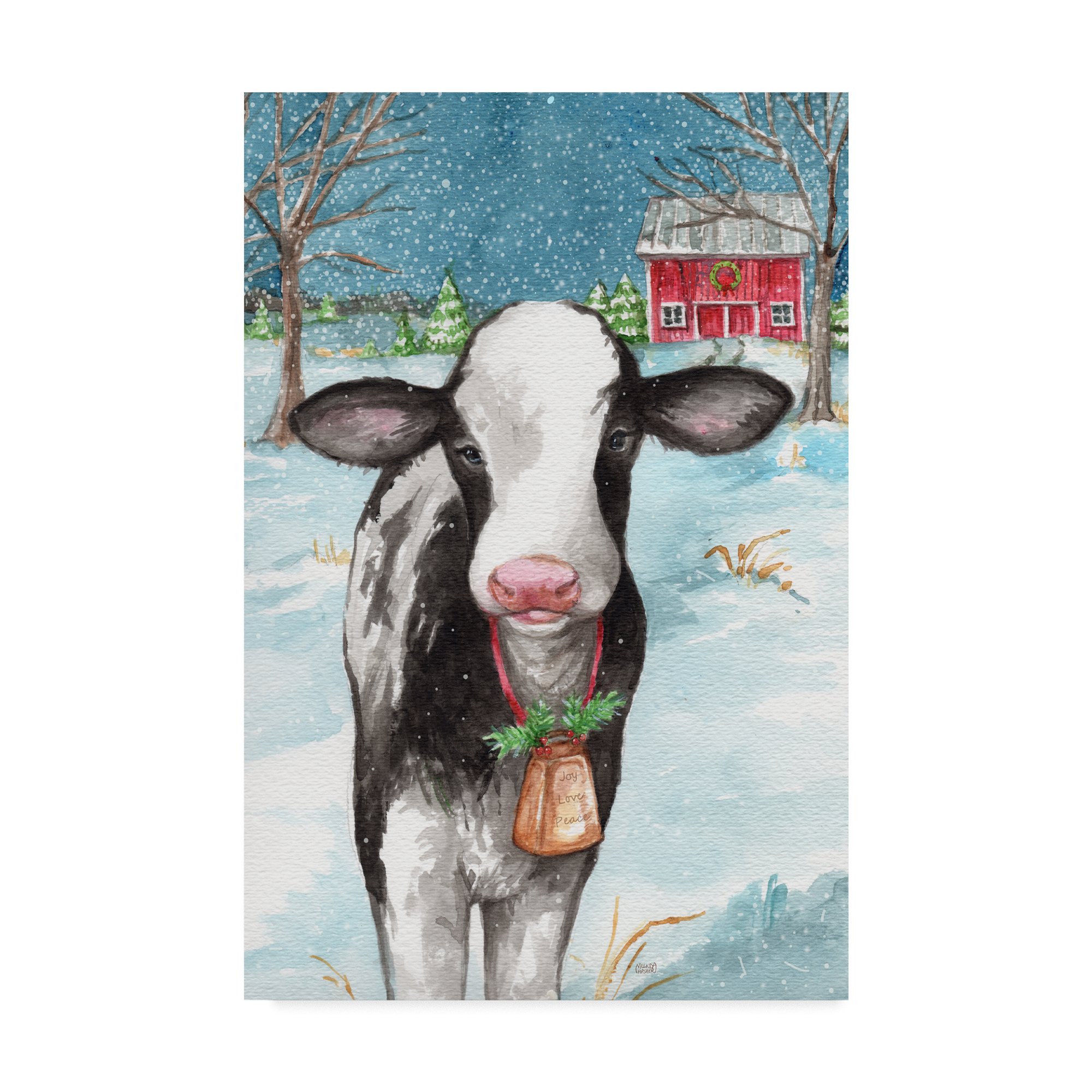 Trademark Fine Art 'Country Barn Christmas With Wreath' Canvas Art by Melinda Hipsher