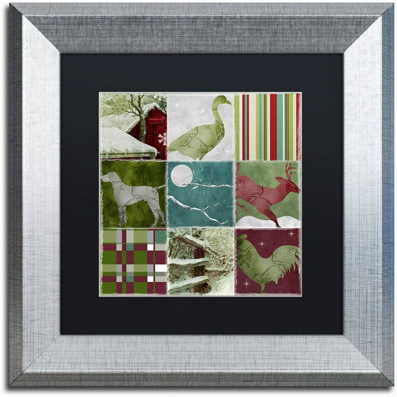 Trademark Fine Art "Country Christmas Nine" Canvas Art by Color Bakery Black Matte, Silver Frame
