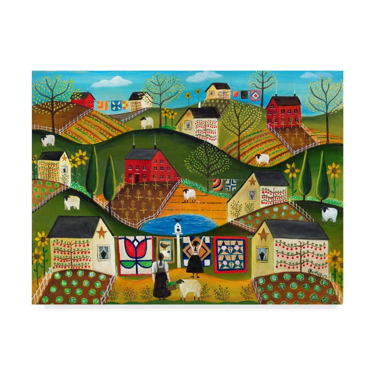 Free Shipping! Trademark Fine Art Country Garden Folk Art Quilts