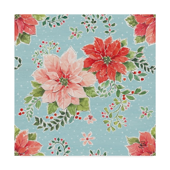 Trademark Fine Art 'Country Poinsettias Step 01B' Canvas Art by Daphne Brissonnet