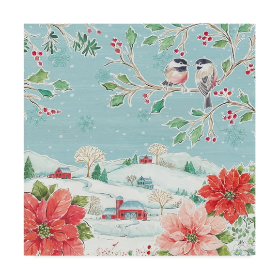 Trademark Fine Art 'Country Poinsettias VI' Canvas Art by Daphne Brissonnet