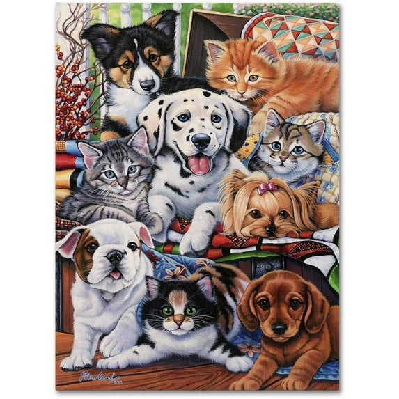 Trademark Fine Art 'Country Pups and Kittens II' Canvas Art by Jenny Newland