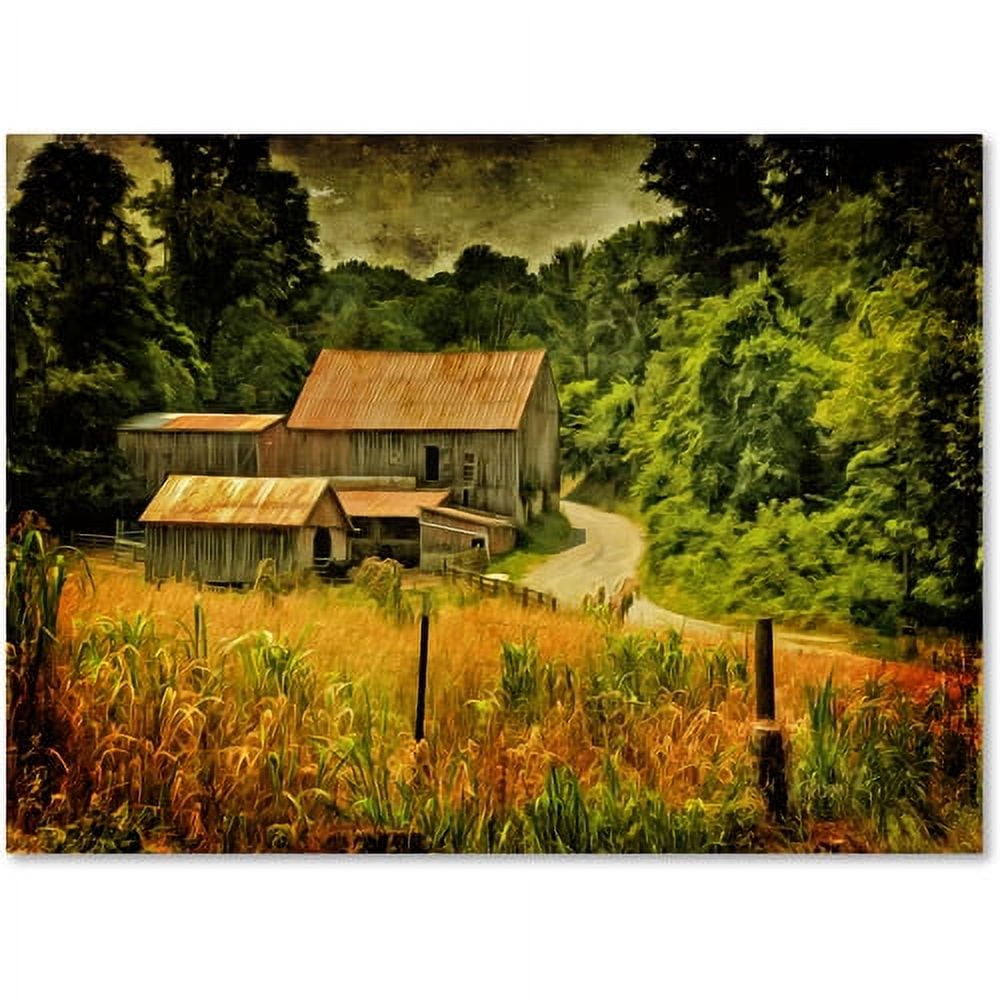 Rustic Farmhouse Landscape Canvas Art in Warm Tones