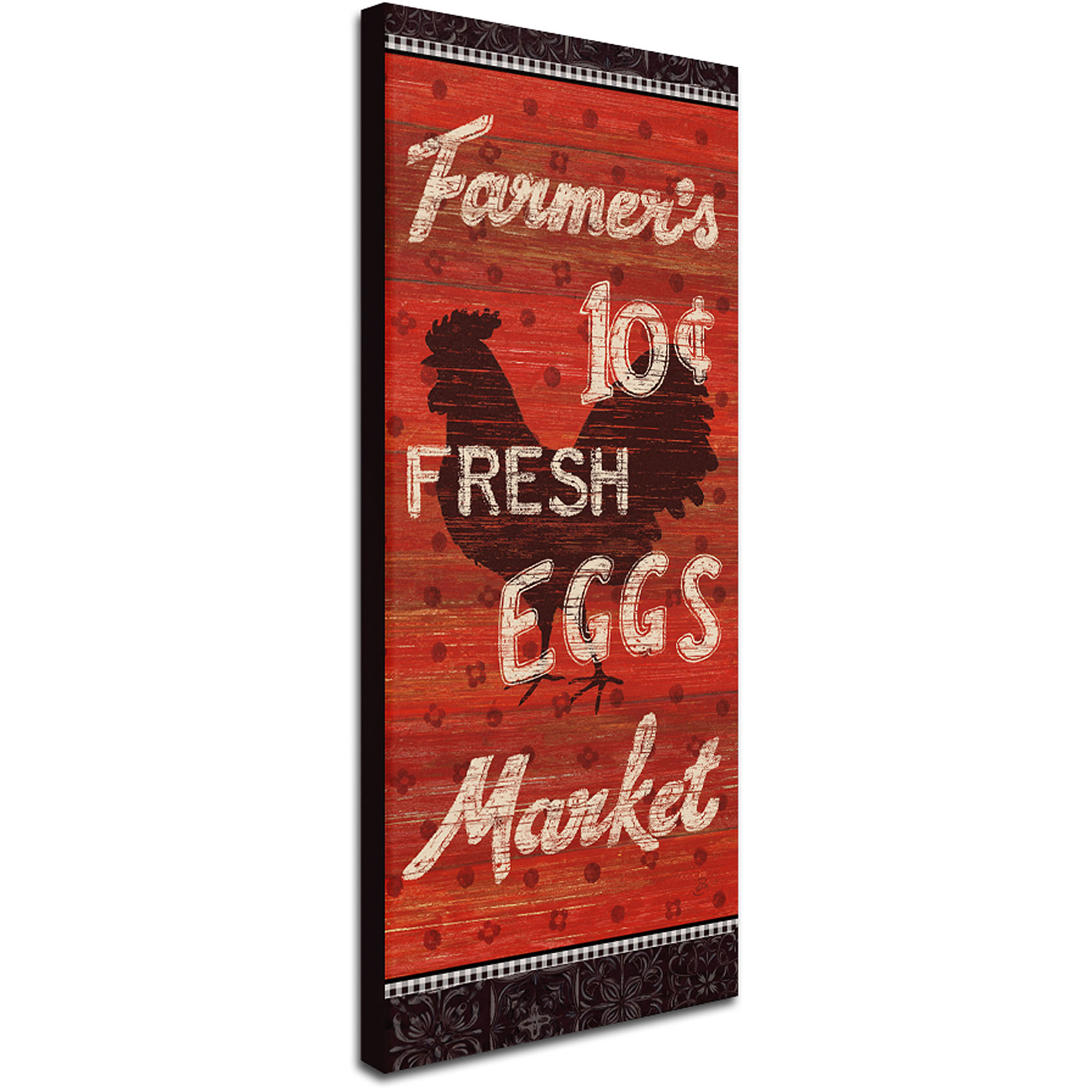 Country Red Rooster Farmer's Market Canvas Art