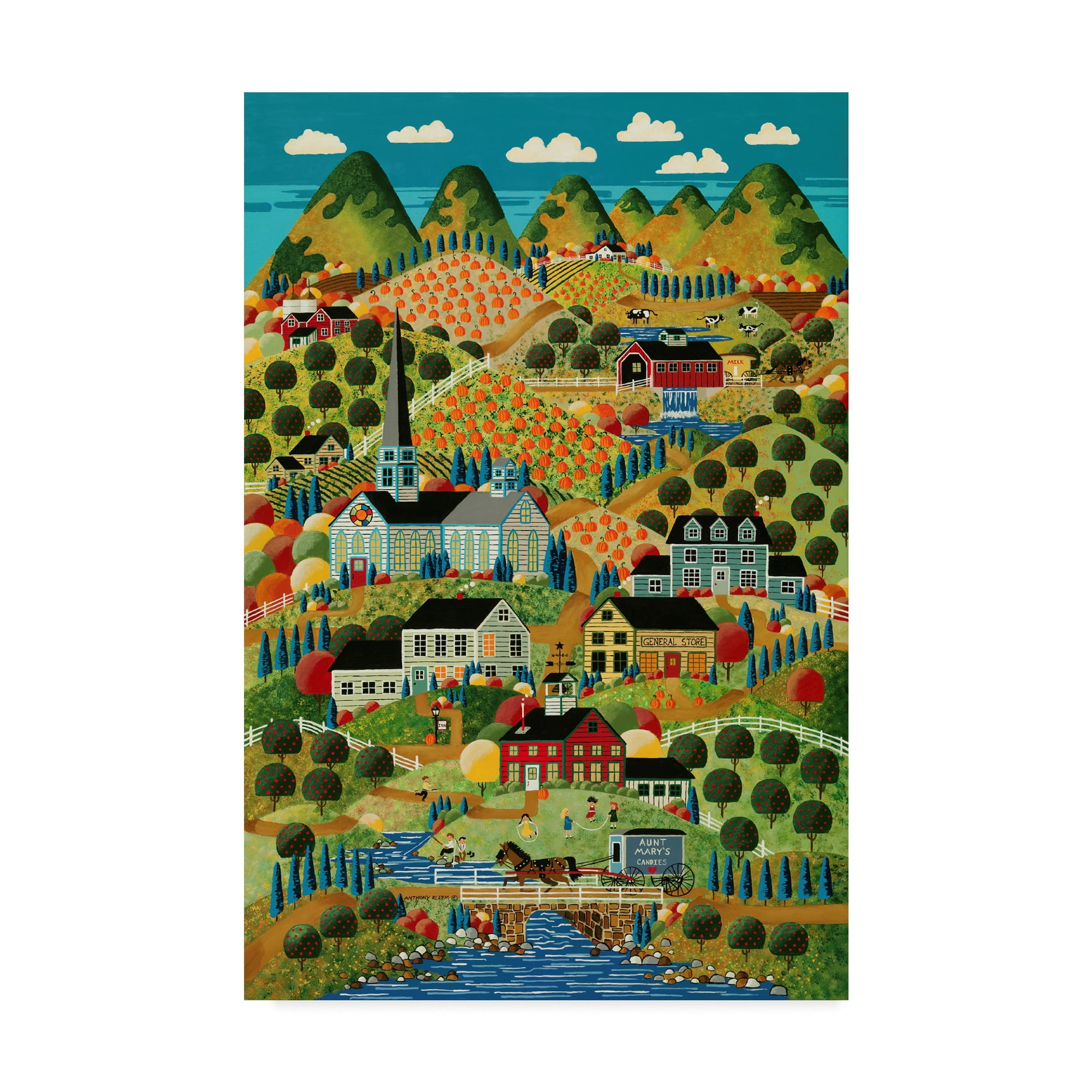 Trademark Fine Art 'Country Town' Canvas Art by Anthony Kleem