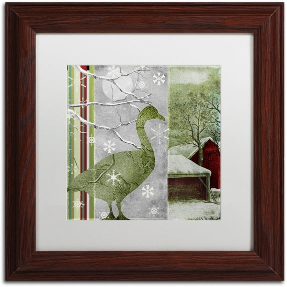 Trademark Fine Art "Country Xmas Duck" Canvas Art by Color Bakery White Matte, Wood Frame