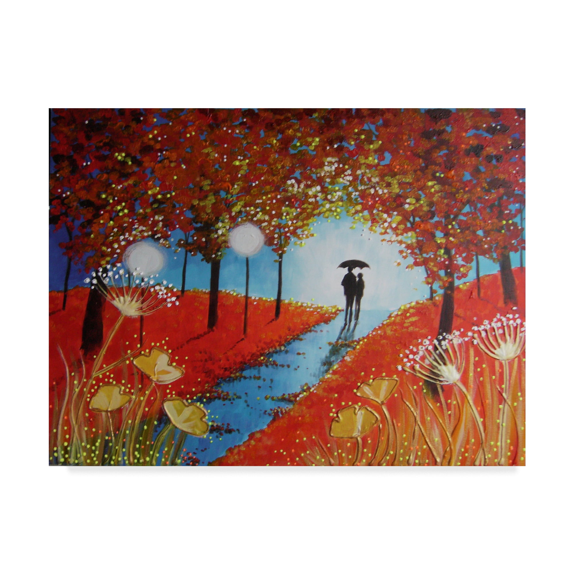 Couple Autumn Walk Landscape Canvas Art, 14" x 19"