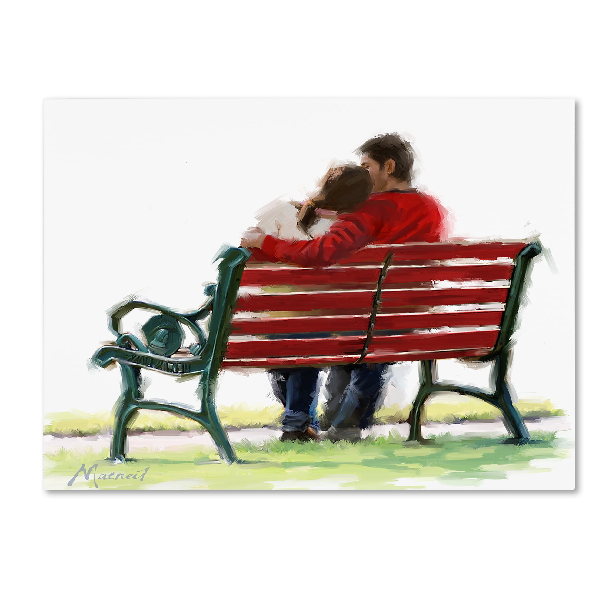 Trademark Fine Art 'Couple On Bench II' Canvas Art by The Macneil Studio