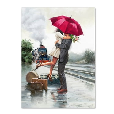Trademark Fine Art 'Couple on Train Station' Canvas Art by The Macneil Studio