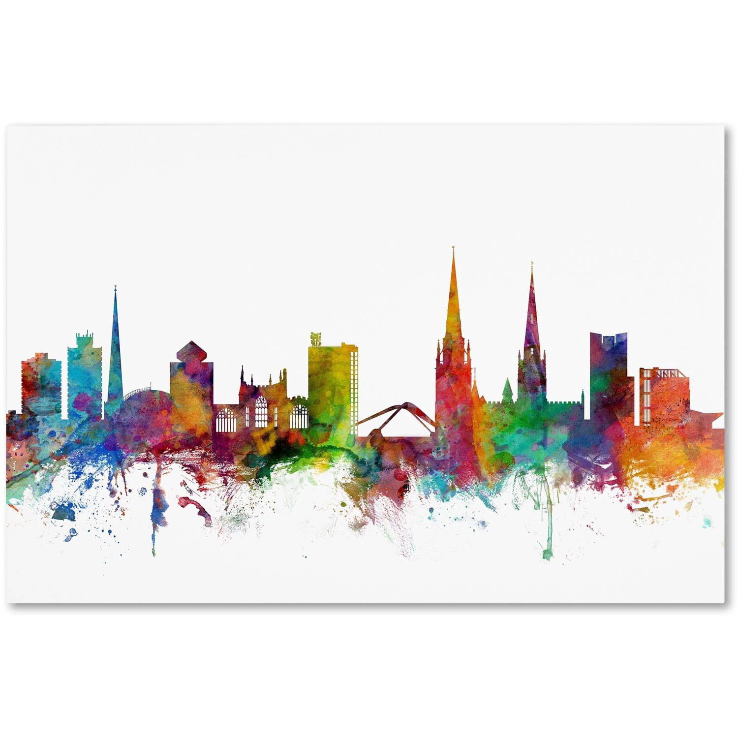 Trademark Fine Art "Coventry England Skyline" Canvas Art by Michael Tompsett