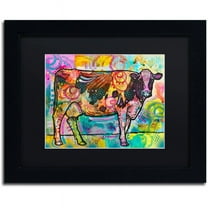 Trademark Fine Art "Cow" Canvas Art by Dean Russo, Black Matte, Black Frame