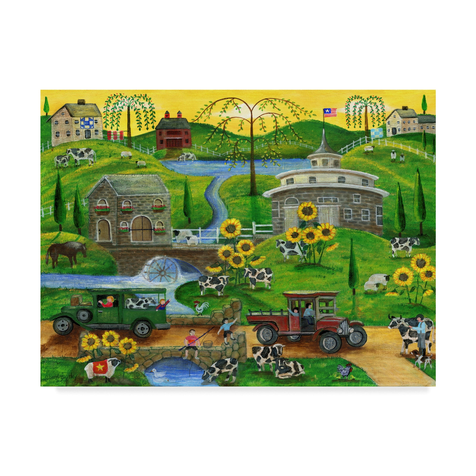 Trademark Fine Art 'Cows May Come And Cows My Go' Canvas Art by Cheryl Bartley