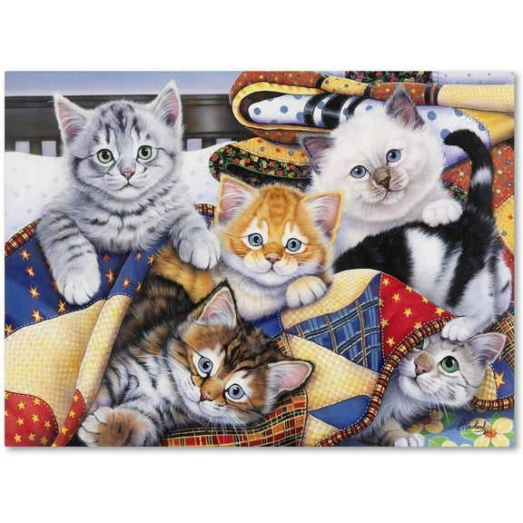 Trademark Fine Art 'Cozy Kittens' Canvas Art by Jenny Newland