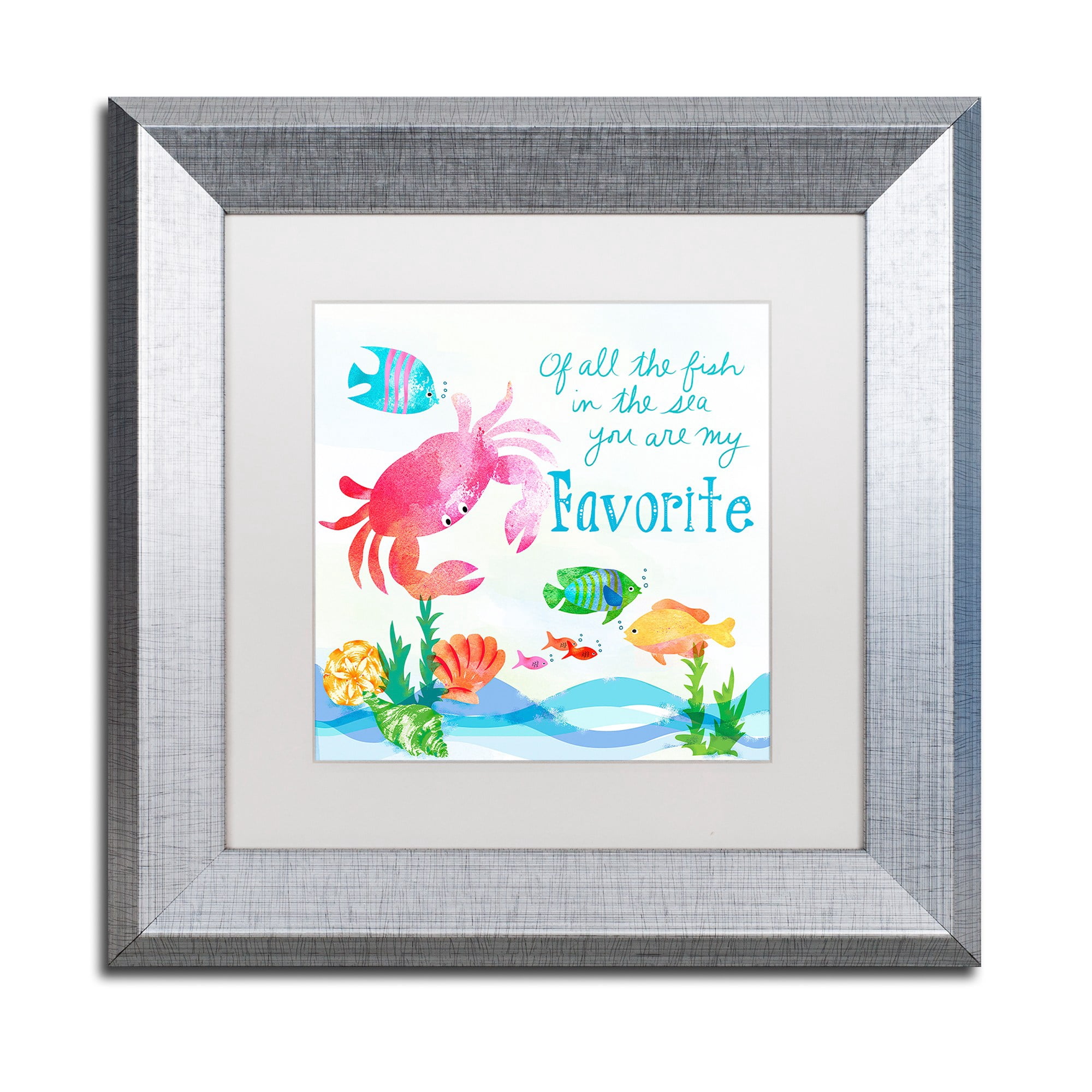 Trademark Fine Art "Crab" Canvas Art by Lisa Powell Braun, White Matte, Silver Frame