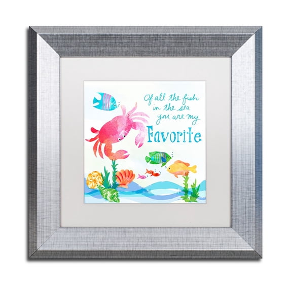 Trademark Fine Art "Crab" Canvas Art by Lisa Powell Braun, White Matte, Silver Frame