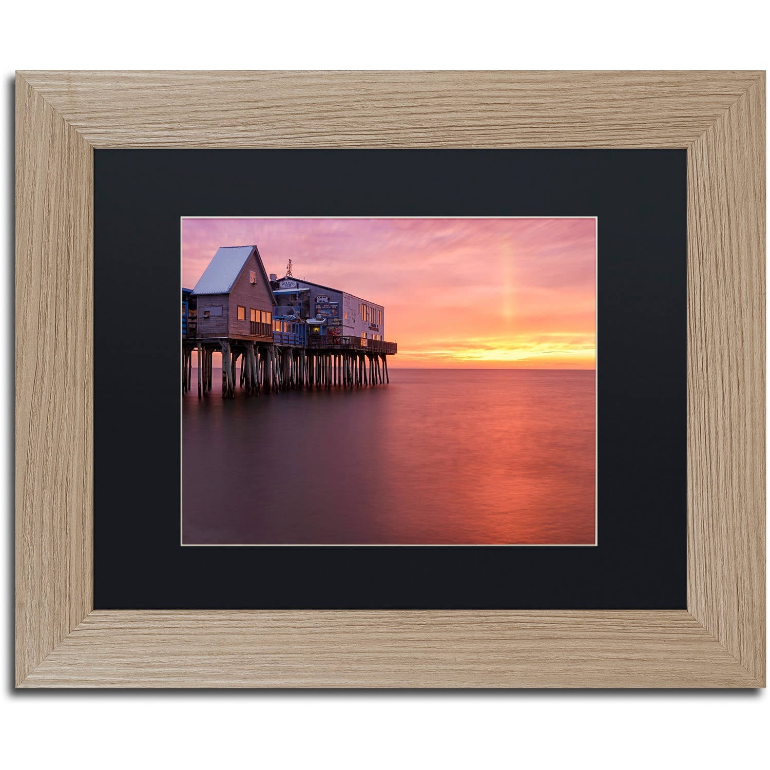 Trademark Fine Art "Crimson Pier" Canvas Art by Michael Blanchette Photography Black Matte, Birch Frame