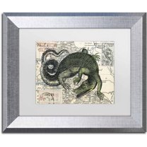 Trademark Fine Art 'Croc Map' Canvas Art by Nick Bantock, White Matte, Silver Frame