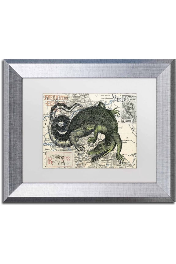 'Croc Map' Canvas Art by Nick Bantock, White Matte, Silver Frame