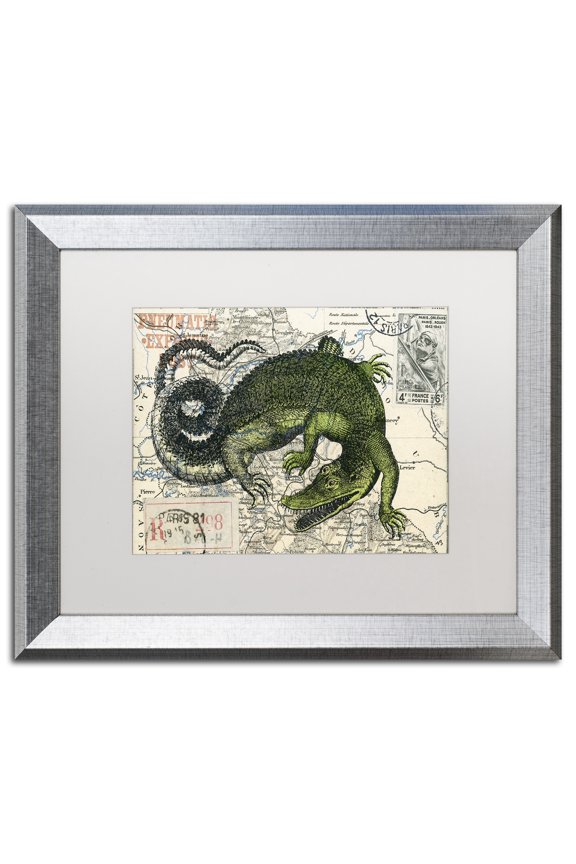 'Croc Map' Canvas Art by Nick Bantock, White Matte, Silver Frame