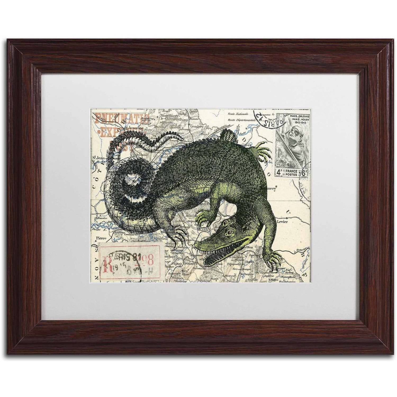 Trademark Fine Art 'Croc Map' Canvas Art by Nick Bantock, White Matte, Wood Frame