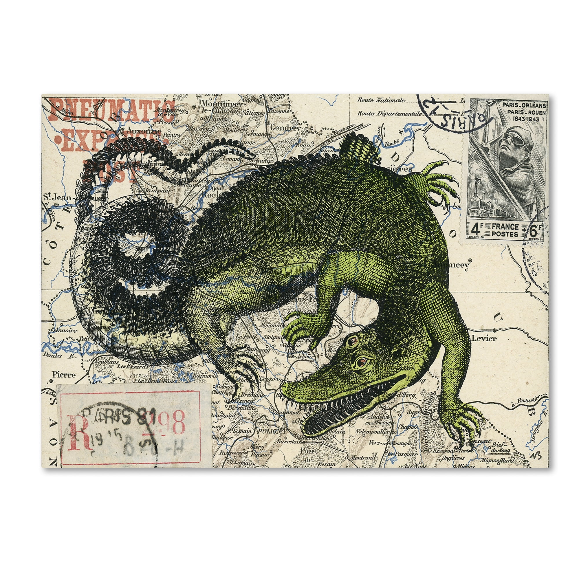 Trademark Fine Art 'Croc Map' Canvas Art by Nick Bantock