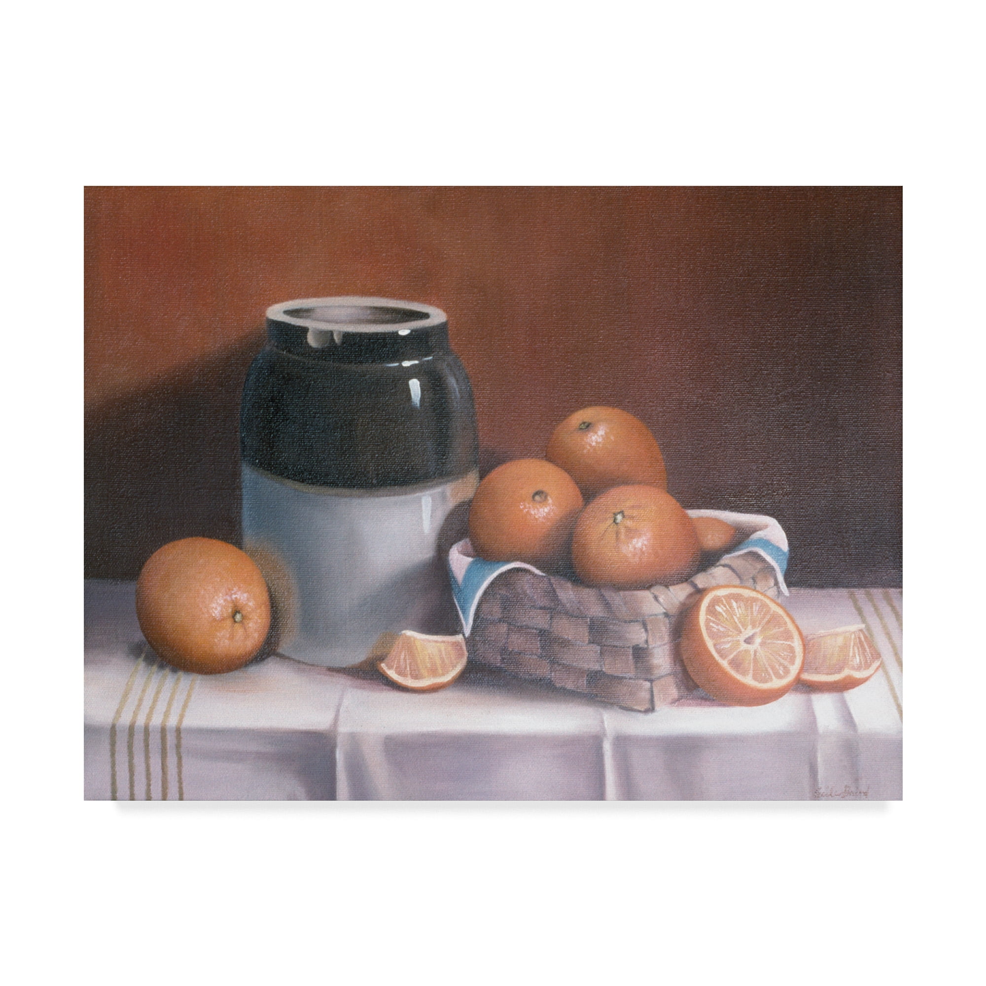 Trademark Fine Art 'Crock With Oranges' Canvas Art by Cecile Baird