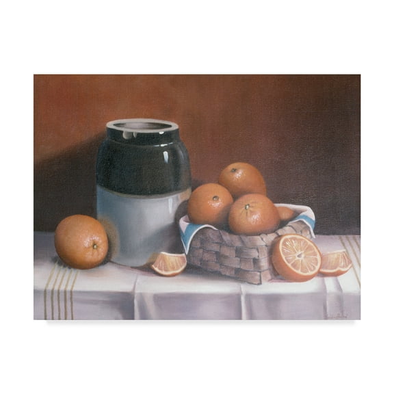 Trademark Fine Art 'Crock With Oranges' Canvas Art by Cecile Baird