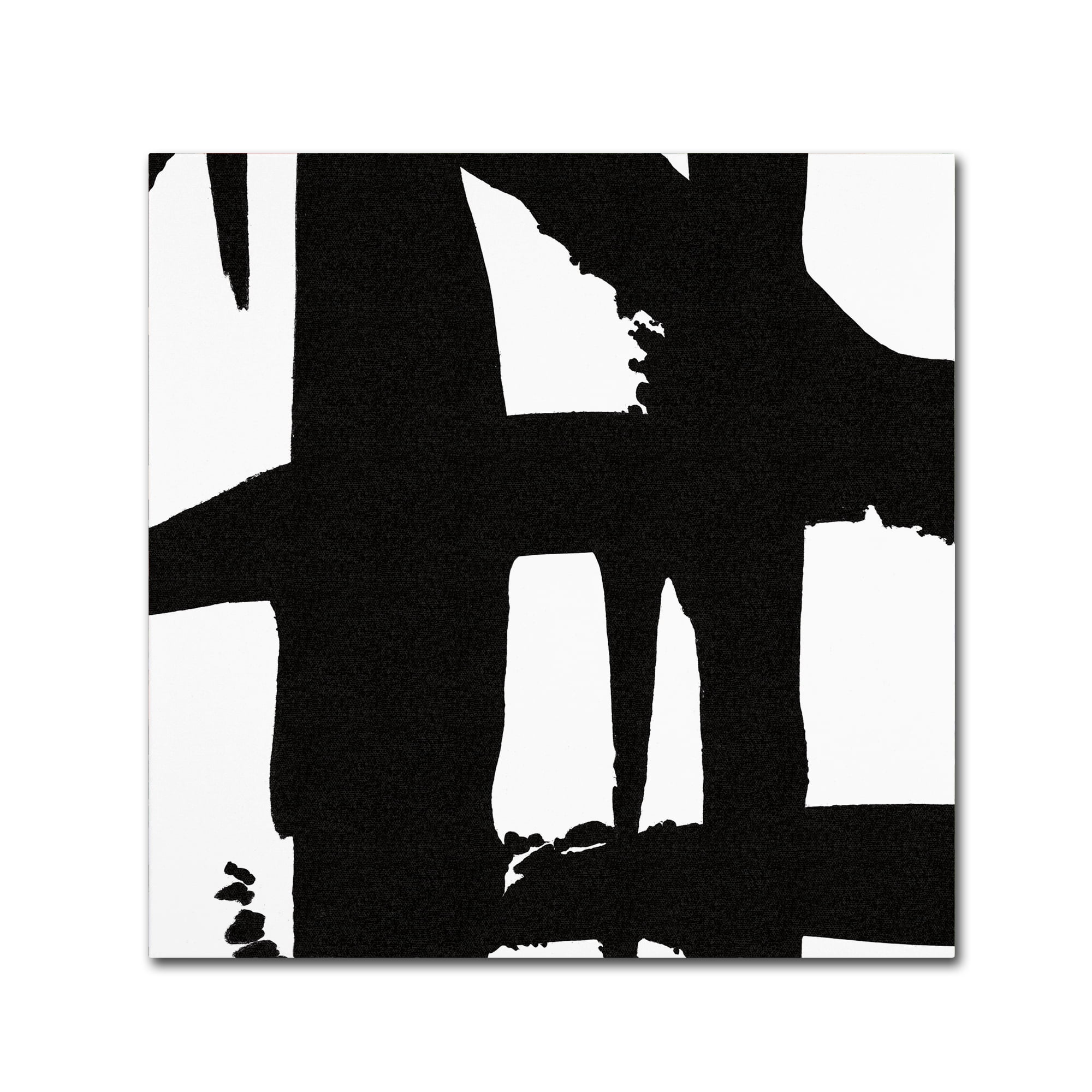 Modern Black and White Abstract Canvas Art, 18 x 18 Inches
