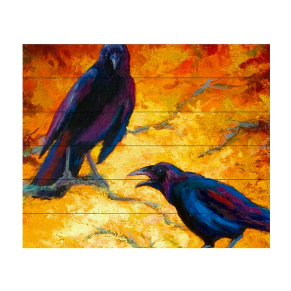 Marion Rose 'Crows 9' Wood Slat Art