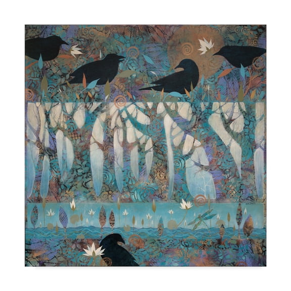 Trademark Fine Art 'Crows and Waterlilies' Canvas Art by Sue Davis
