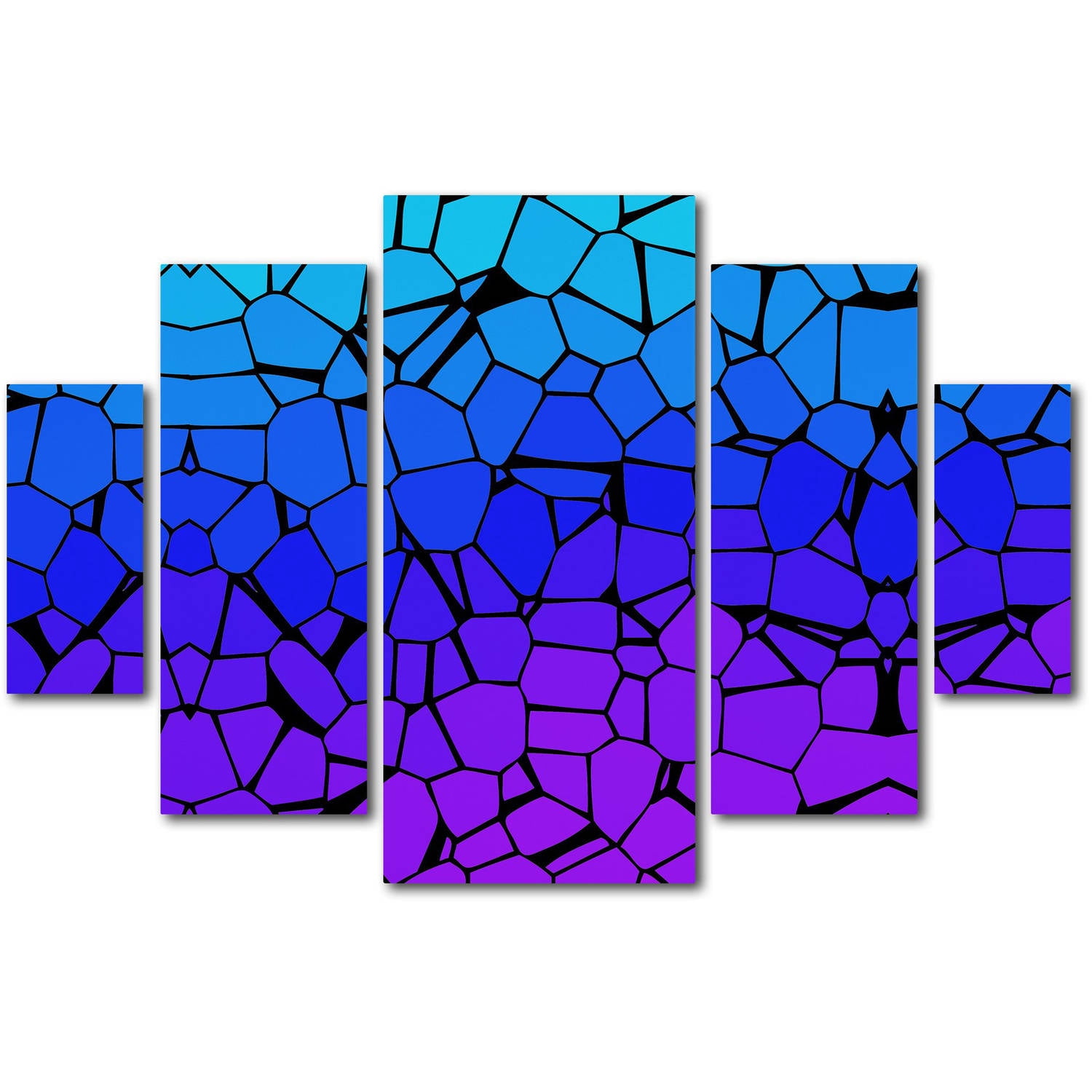 Trademark Fine Art "Crystals of Blue and Purple" Canvas Art by Masters Fine Art 5-Panel Set