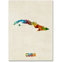 Trademark Fine Art "Cuba Watercolor Map" Canvas Art by Michael Tompsett