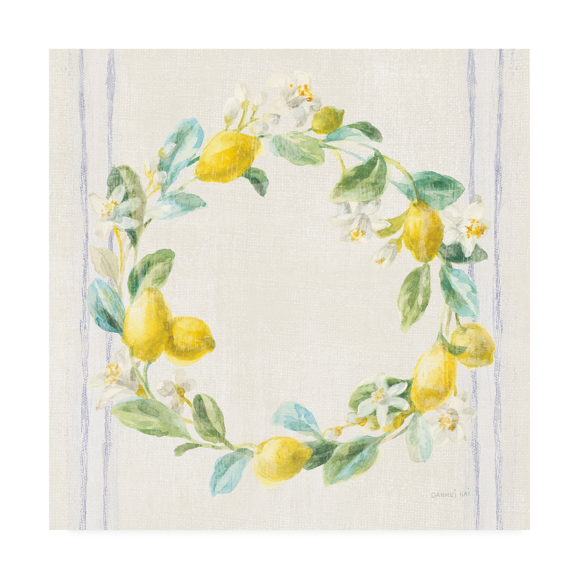 Trademark Fine Art Cuisine Canvas Art ' Flour sack Lemons V Navy ' by Danhui Nai
