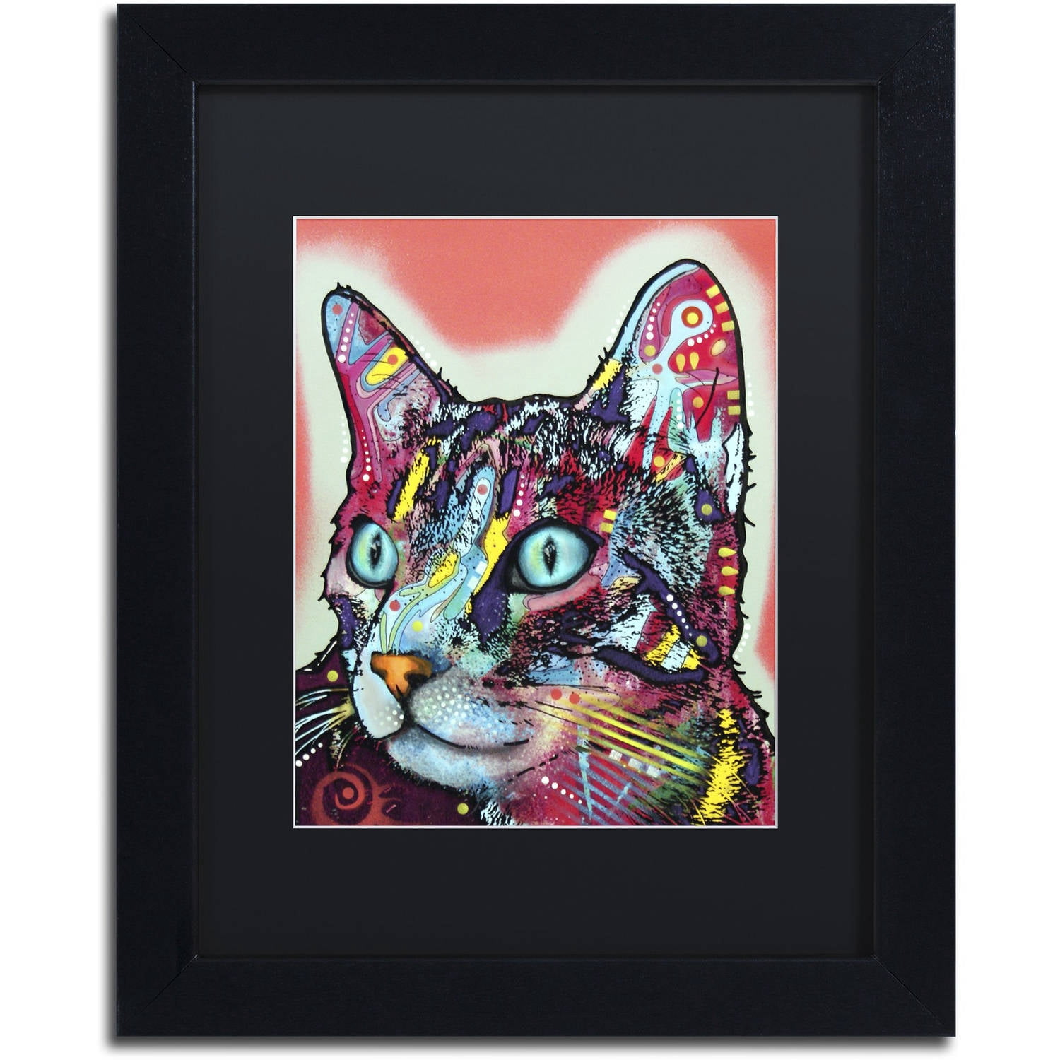 Trademark Fine Art "Curious Cat" Canvas Art by Dean Russo, Black Matte, Black Frame