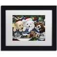 thumbnail image 1 of Trademark Fine Art 'Curious Christmas Pups' Canvas Art by Jenny Newland, White Matte, Black Frame, 1 of 4