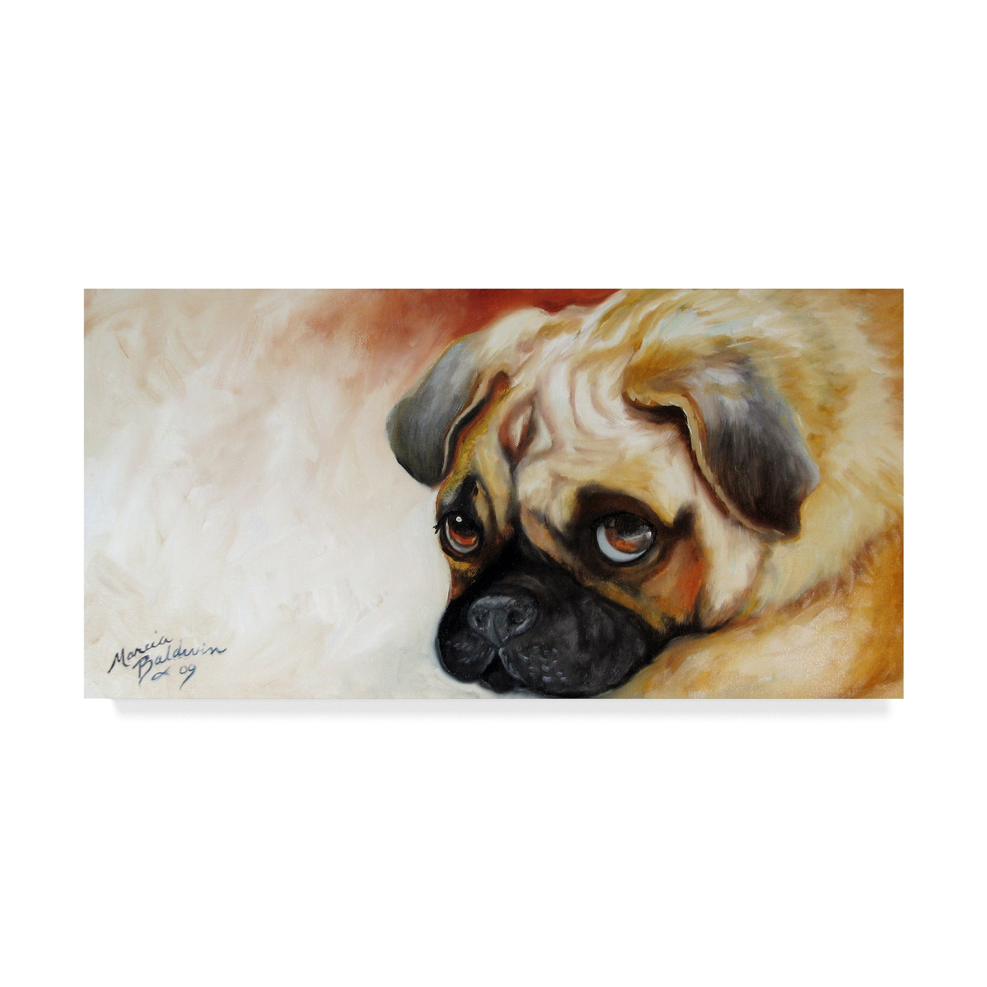 Portrait of a Pug on Canvas in Warm Tones