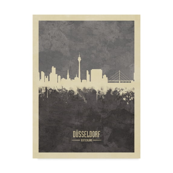 Trademark Fine Art 'Düsseldorf Germany Skyline Gray' Canvas Art by Michael Tompsett