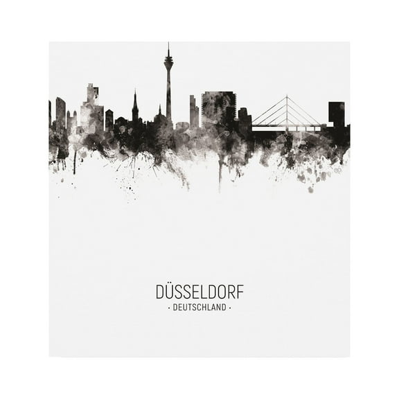 Trademark Fine Art 'D?sseldorf Germany Skyline Portrait II' Canvas Art by Michael Tompsett