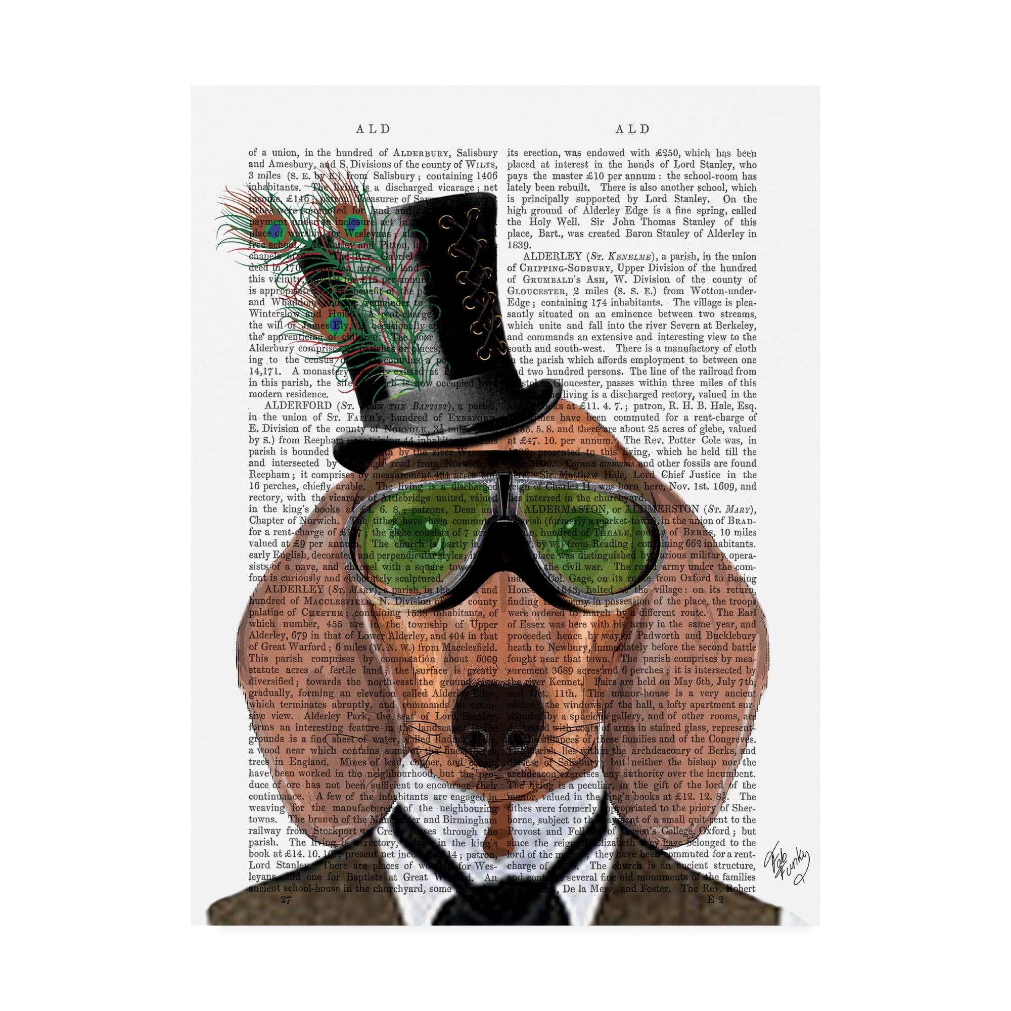 Trademark Fine Art 'Dachshund, Green Goggles Top Hat' Canvas Art by Fab Funky