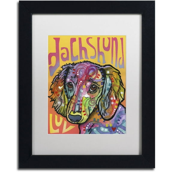 Trademark Fine Art 'Dachshund Love' Canvas Art by Dean Russo, White Matte, Black Frame