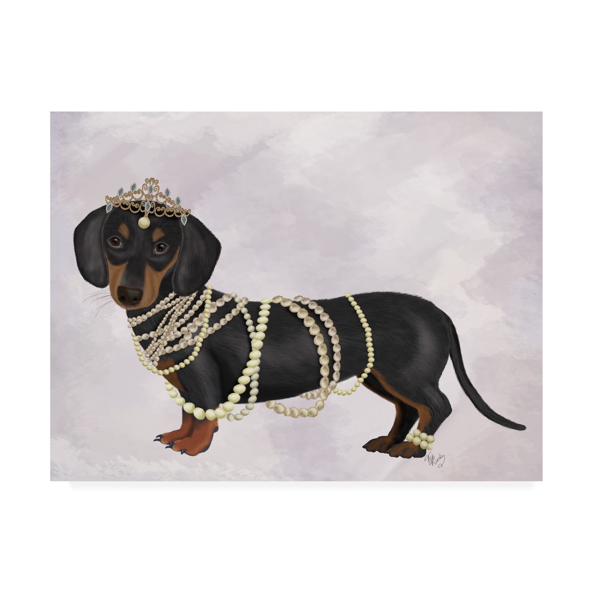 Trademark Fine Art 'Dachshund and Pearls' Canvas Art by Fab Funky