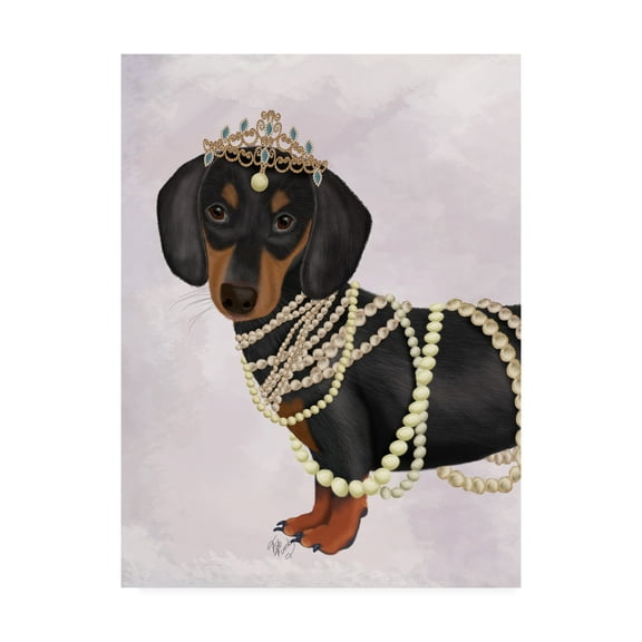 Trademark Fine Art 'Dachshund and Tiara' Canvas Art by Fab Funky