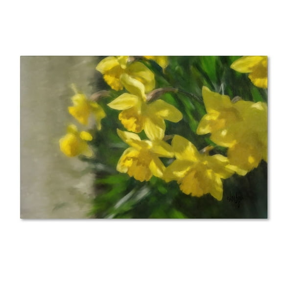 Trademark Fine Art "Daffodils Peeking" Canvas Art by Lois Bryan
