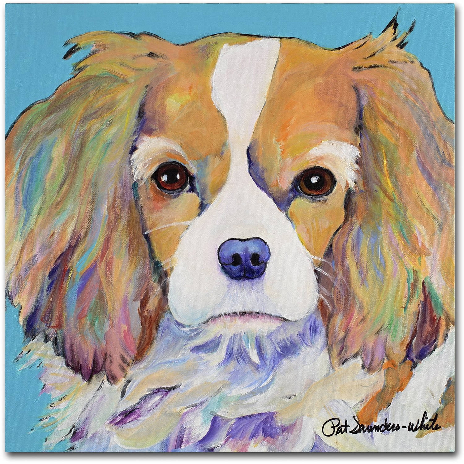 18" x 18" Framed Multicolor Canvas Dog Portrait Art