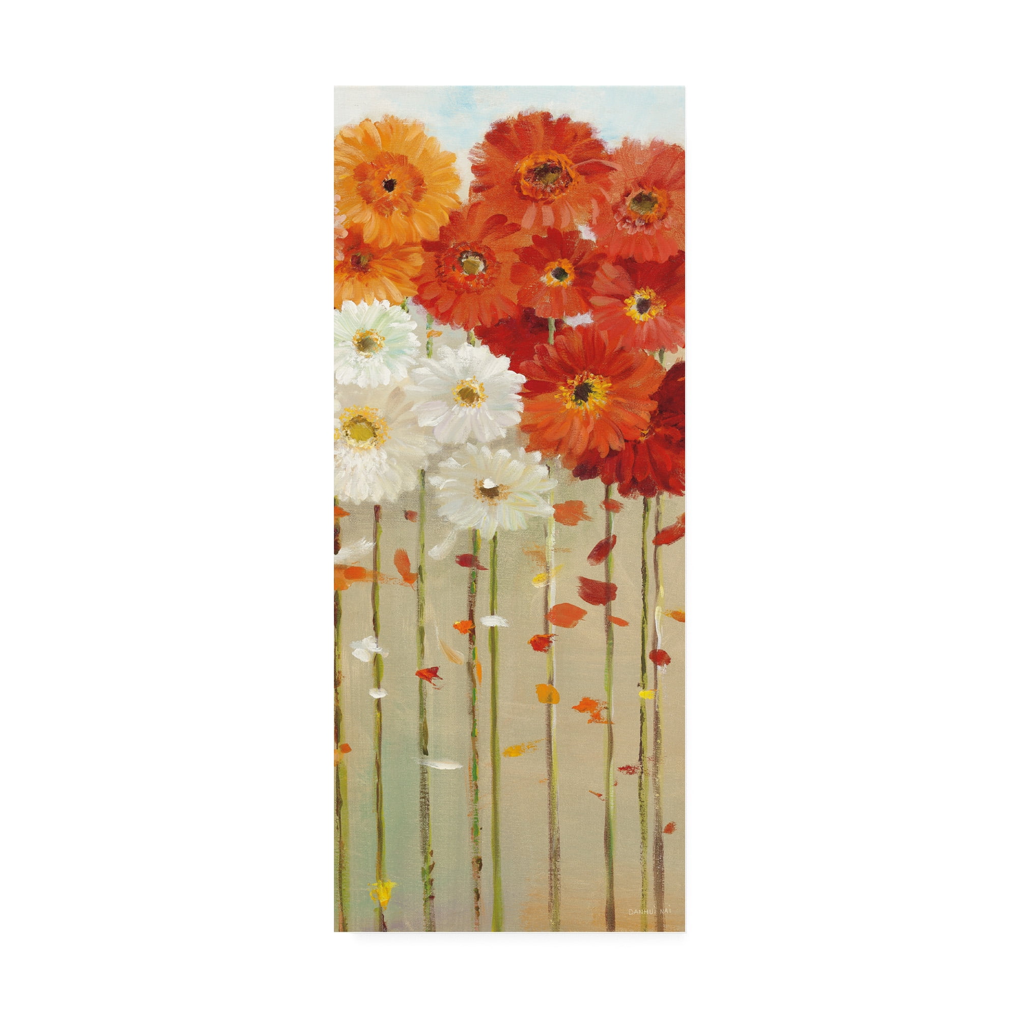 Colorful Floral Canvas Art in Red, Orange, and White