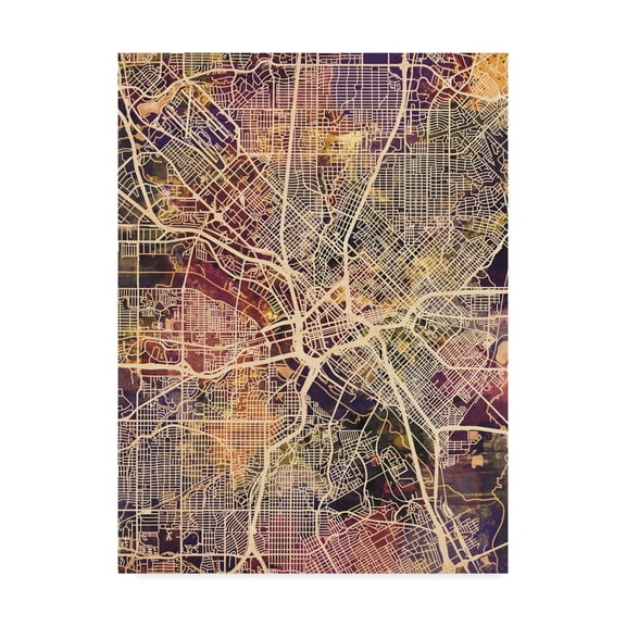 Trademark Fine Art 'Dallas Texas City Map II' Canvas Art by Michael Tompsett