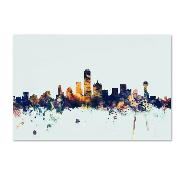 Trademark Fine Art "Dallas Texas Skyline Blue" Canvas Art by Michael Tompsett