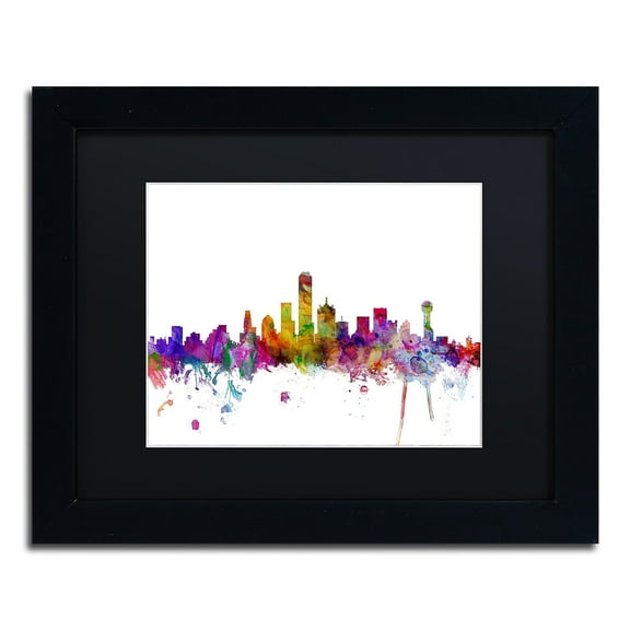 Trademark Fine Art 'Dallas Texas Skyline' Canvas Art by Michael Tompsett, Black Matte, Black Frame