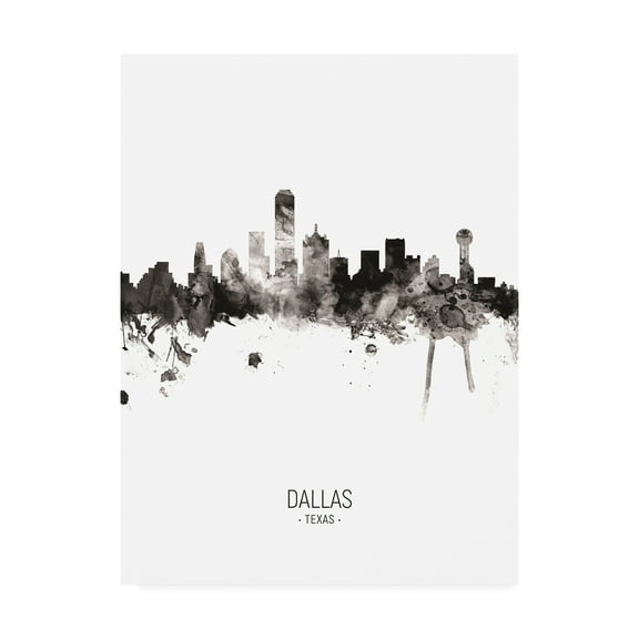 Trademark Fine Art 'Dallas Texas Skyline Portrait II' Canvas Art by Michael Tompsett